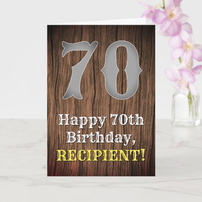 70th Birthday: Country Western Inspired Look, Name Card (Orchid)