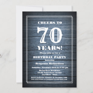 70th Birthday Country Wood Party Invitation