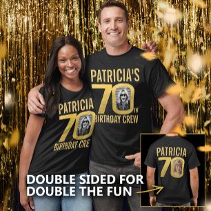 70th birthday crew custom name photo fun  T-Shirt