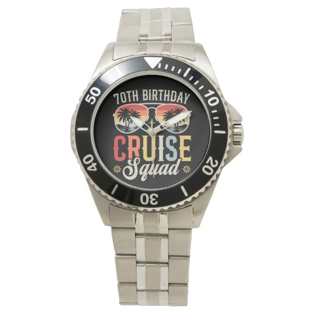 70TH Birthday Cruise Squad Family Matching Men Watch (Front)