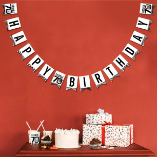70th Birthday custom photo black white Bunting