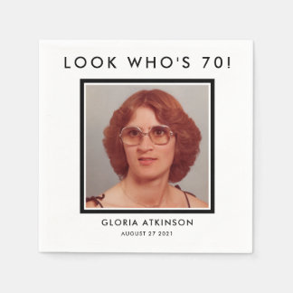 70th birthday custom photo napkins
