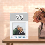 70th Birthday Custom Photo Personalised Card<br><div class="desc">70th Birthday Custom Photo Personalised Card. Personalised 70th birthday greeting card for someone celebrating 70 years. This modern and simple design features the age,  photo and Happy birthday card. Add your photo into and message inside or erase it. You can also change the year number.</div>