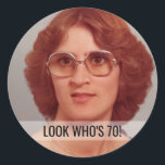 70th Birthday Custom Photo Stickers<br><div class="desc">'Look Who's 70!' 70th birthday party custom photo stickers. Add to drinks cups,  dessert cups,  or napkins to create a personal touch.</div>