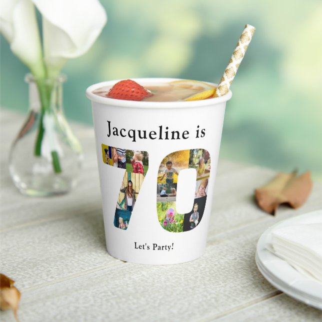 70th Birthday Design Your own Photo Collage Paper Cups (Insitu)