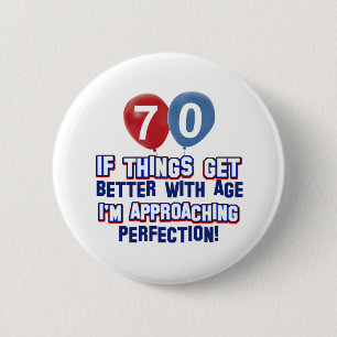 70th birthday designs 6 cm round badge
