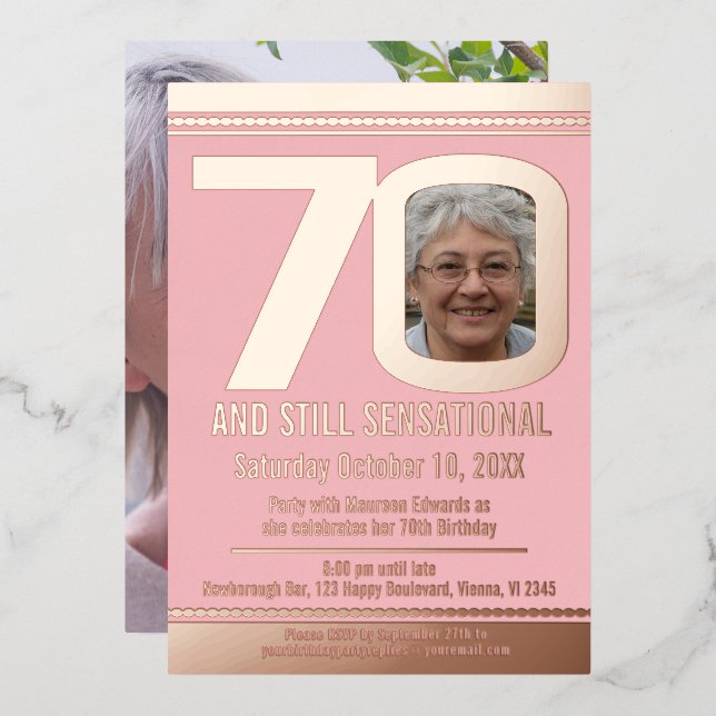 70th birthday dusty pink and rose gold (Front/Back)