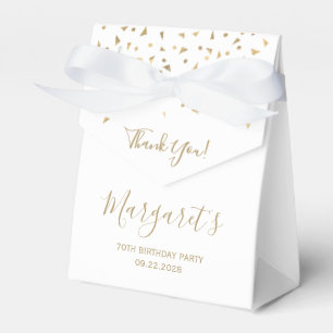 70th Birthday Elegant Gold Confetti White Favour Box