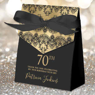 70th Birthday Elegant Gold Lace Thank You Favour Box