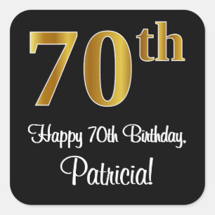 70th Birthday – Elegant Luxurious Faux Gold Look # Square Sticker