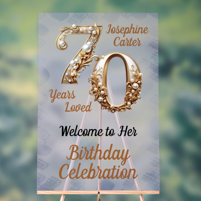 70th Birthday Elegant Party Acrylic Sign (Neutral)