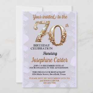 70th Birthday Elegant Party Invitation