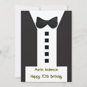 70th Birthday 🎉 Elegant Tuxedo Fruit Plate Card