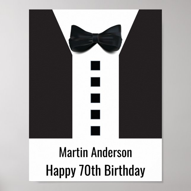 70th Birthday 🎉 Elegant Tuxedo  Poster (Front)