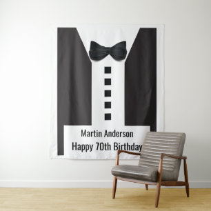 70th Birthday 🎉 Elegant Tuxedo  Tapestry