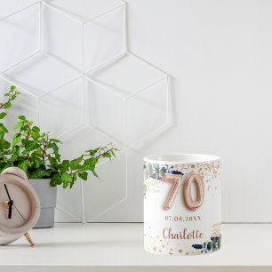 70th Birthday eucalyptus greenery glitter Coffee Mug