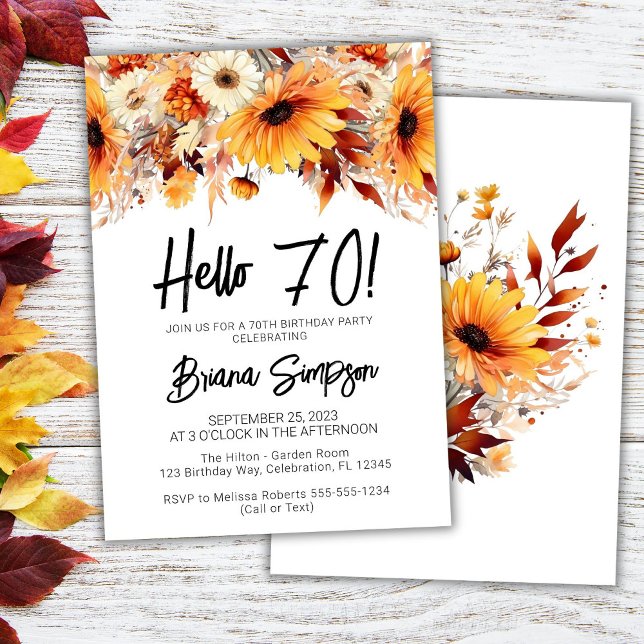 70th Birthday Fall Floral Invitation (Creator Uploaded)