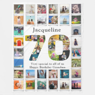 70th Birthday Family Photo Template Large Fleece Blanket