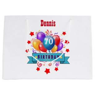 70th Birthday Festive Colourful Balloons C01FZ Large Gift Bag