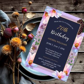70th Birthday Festive Spring Flower Invitation