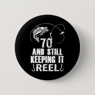 70th Birthday Fishing 70 Years Old Fisherman Gift  6 Cm Round Badge