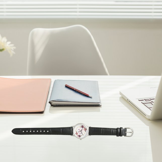 70th birthday floral gold geo burgundy name watch (Creator Uploaded)