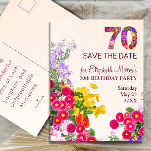 70th birthday floral modern 70 years party announcement postcard