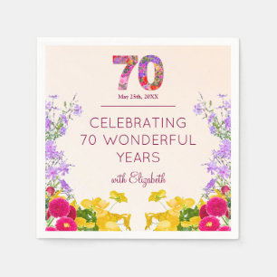 70th birthday floral modern 70 years party elegant napkin