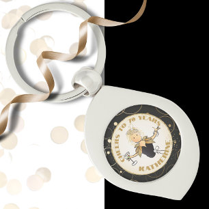 70th Birthday For Her Cheers to 70 Funny Cartoon Key Ring