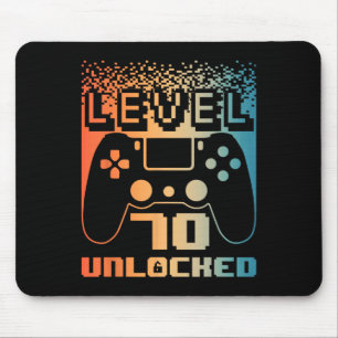 70th Birthday For Men Level 70 Unlocked Gamer 70 Y Mouse Pad
