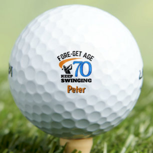 70th Birthday For Neighbour – 70 Years Cool Blue Golf Balls