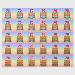 70th Birthday: Fun Cake and Candles + Custom Name Wrapping Paper