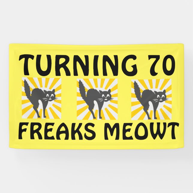 70TH BIRTHDAY FUNNY CAT BANNER (Horizontal)