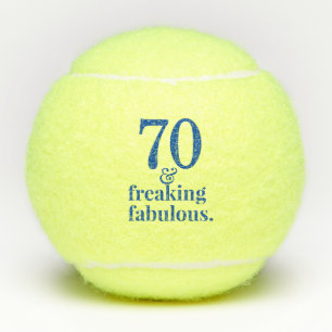 70th Birthday Funny & Fab Custom Age Blue Tennis Balls