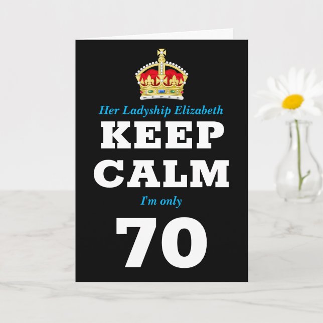70th Birthday Funny Keep Calm Add Message Women's Card (Small Plant)