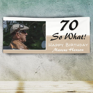 70th Birthday Funny Quote Modern Photo Party Banner