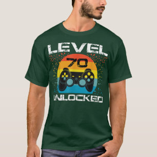 70th Birthday Gamer Party Level 70 Unlocked Funny  T-Shirt