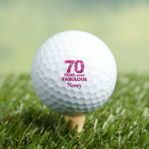 70th Birthday Gift for Friend Pink Floral Fabulous Golf Balls