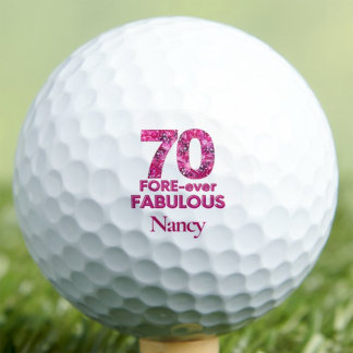 70th Birthday Gift for Friend Pink Floral Fabulous Golf Balls