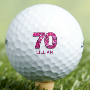 70th Birthday Gift for Wife - Floral Number Custom Golf Balls