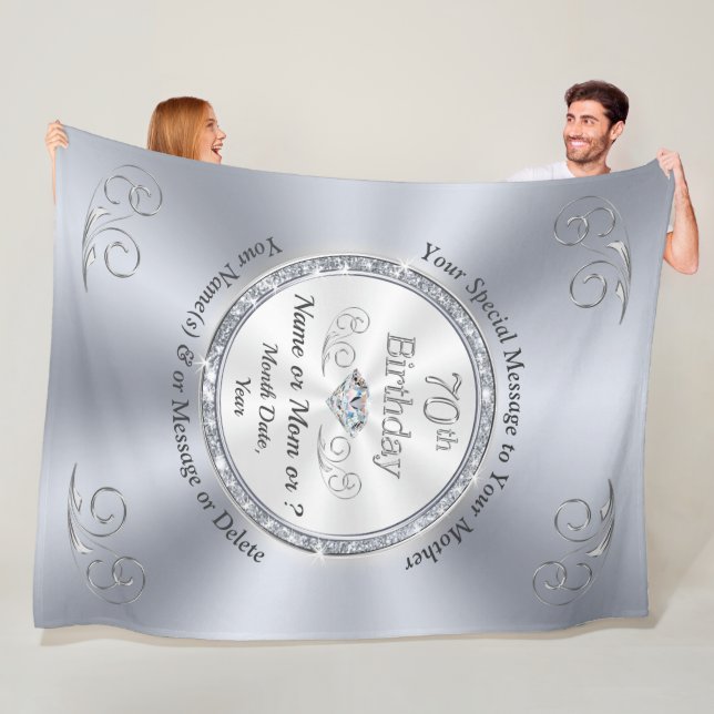 70th Birthday Gifts for Women, Mother, Wife, Mum Fleece Blanket (In Situ)