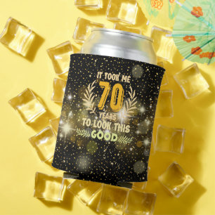 70th Birthday gold and black themed Can Cooler