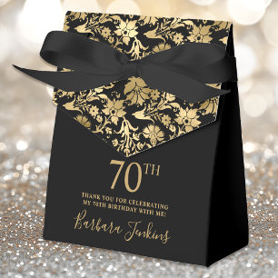 70th Birthday Gold Floral Thank You Favour Box