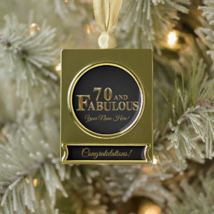 70th Birthday Gold Plated Banner Ornament