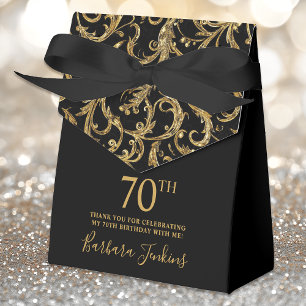 70th Birthday Gold Swirls Thank You Favour Box