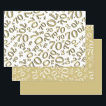 70th Birthday Gold & White Number Pattern 70 Wrapping Paper Sheet<br><div class="desc">Gold and white coordinates for your 70th milestone birthday party gifts,  crafts,  and decorating.  The number 70 is randomly scattered for an all-over print pattern.  The design is suitable for all occasions or celebrations featuring the number seventy.</div>