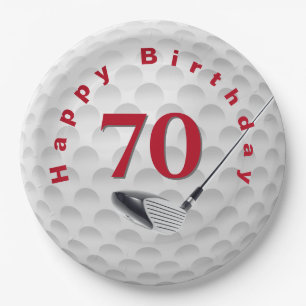 70th Birthday Golf Ball Design Paper Plate