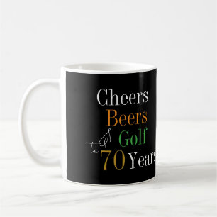 70th Birthday Golf Cheers Beers Black Gold Coffee Mug