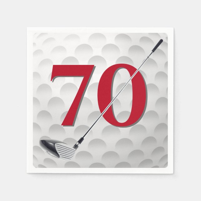 70th Birthday Golf Club Napkins (Front)
