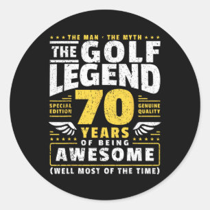 70th Birthday Golf Player 70 Years Old Golfer  Classic Round Sticker